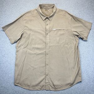 Columbia Button Up Shirt Men’s 2XL Tan Short Sleeve Front Pocket